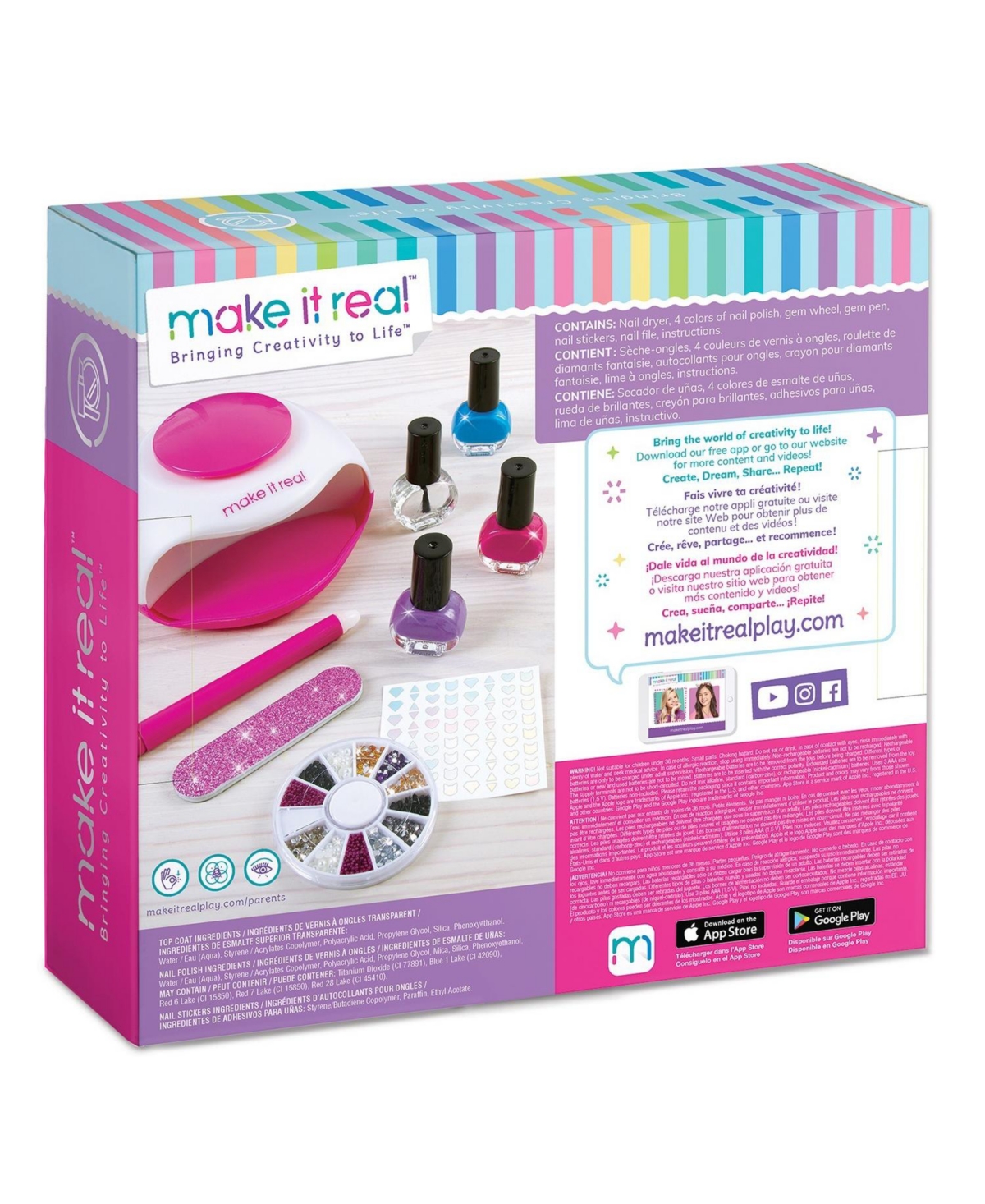 Make It Real Glitter Dream Nail Spa Set, 9 Piece In Multi