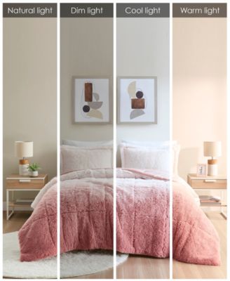 Brielle Ombre Shaggy Faux Fur 3-Pc. Comforter Set, King/California King