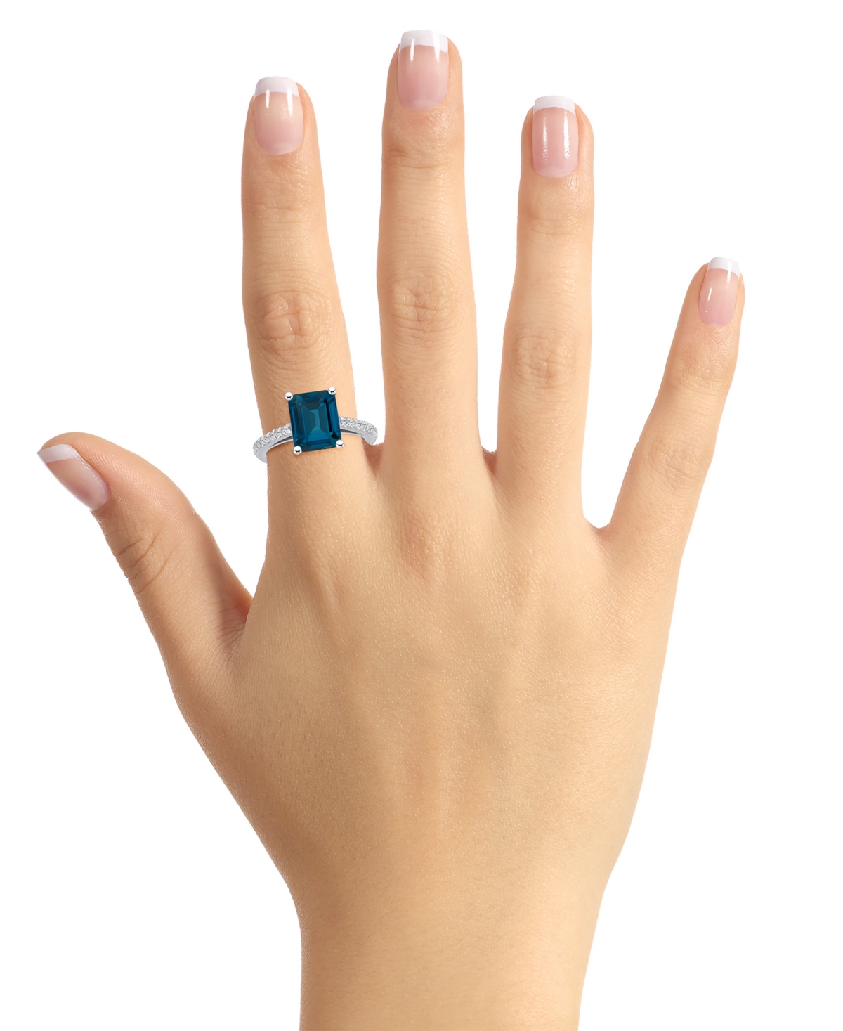 Macy's(4-1/4 ct. t.w.) and Diamond (1/4 ct. t.w.) Ring in 14K White Gold - London Blue Topaz