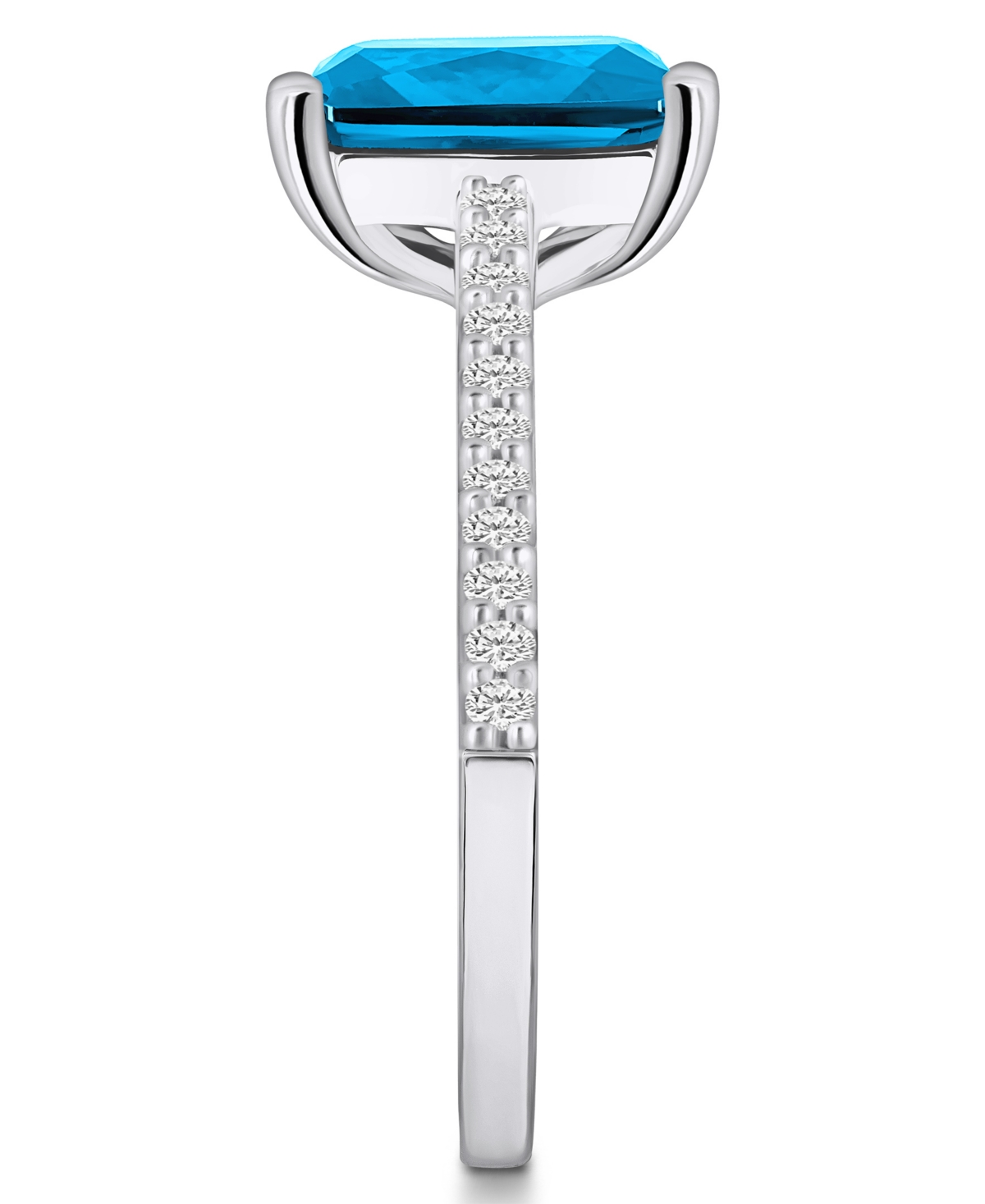 Macy's(4-1/4 ct. t.w.) and Diamond (1/4 ct. t.w.) Ring in 14K White Gold - Blue Topaz