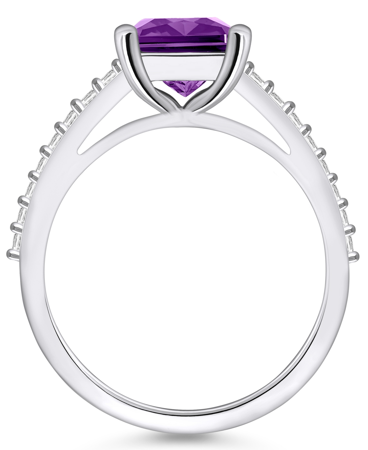Macy's(3-1/7 ct. t.w.) and Diamond (1/4 ct. t.w.) Ring in 14K White Gold - Amethyst