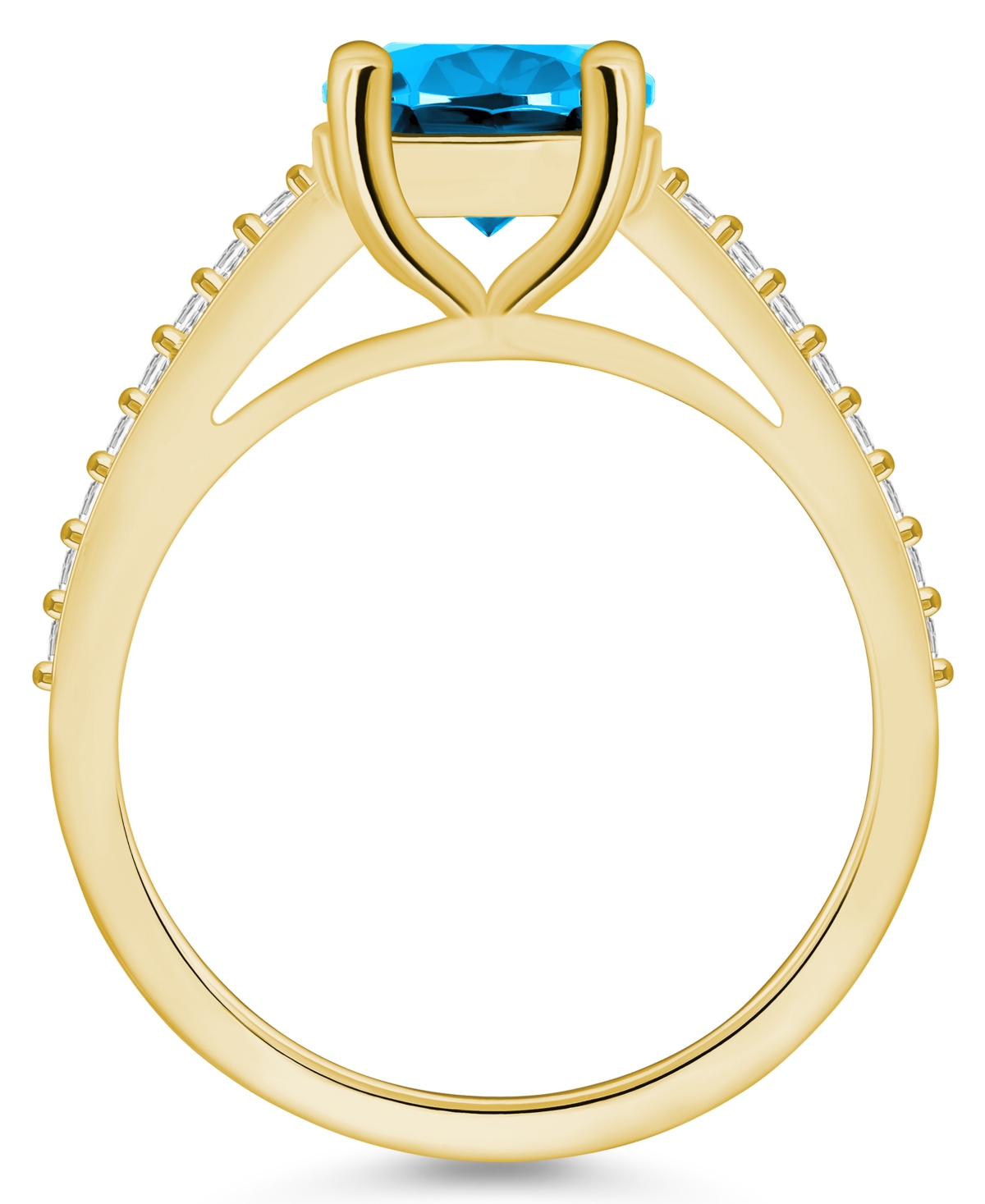 Macy's(3-5/8 ct. t.w.) and Diamond (1/4 ct. t.w.) Ring in 14K Yellow Gold - Blue Topaz