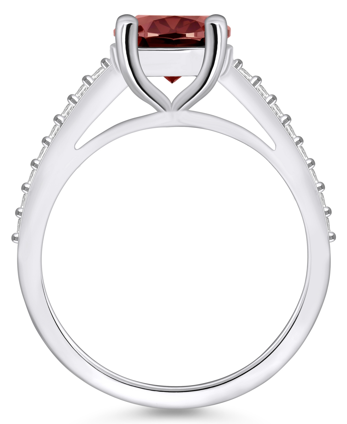 Macy's(3-1/10 ct. t.w.) and Diamond (1/4 ct. t.w.) Ring in 14K White Gold - Garnet