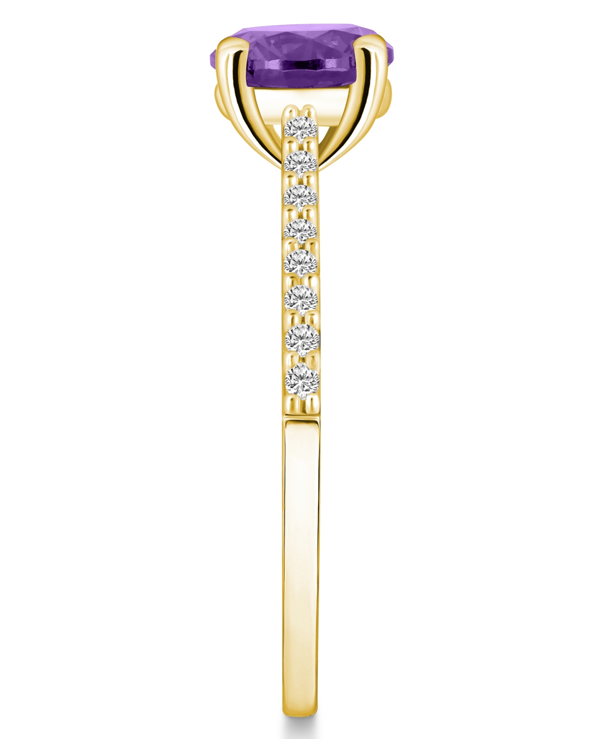 Macy's(1-1/4 ct. t.w.) and Diamond (1/6 ct. t.w.) Ring in 14K Yellow Gold - Amethyst