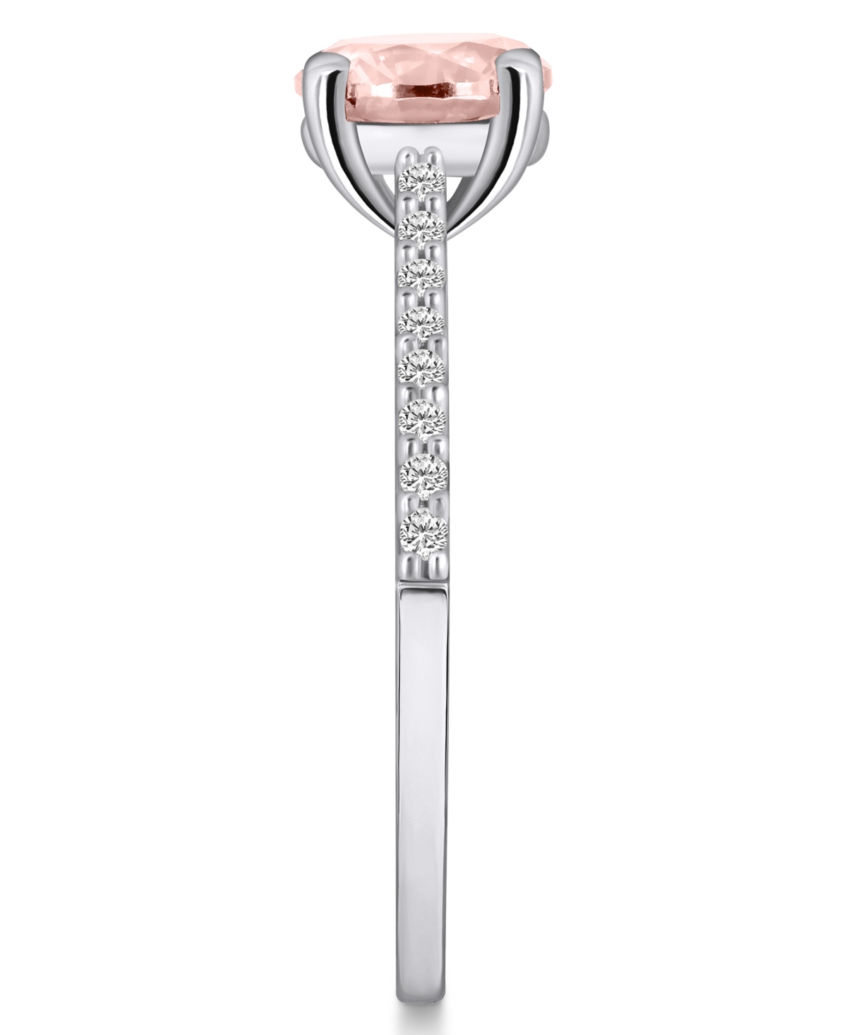 Macy's(1-1/4 ct. t.w.) and Diamond (1/6 ct. t.w.) Ring in 14K White Gold - Morganite