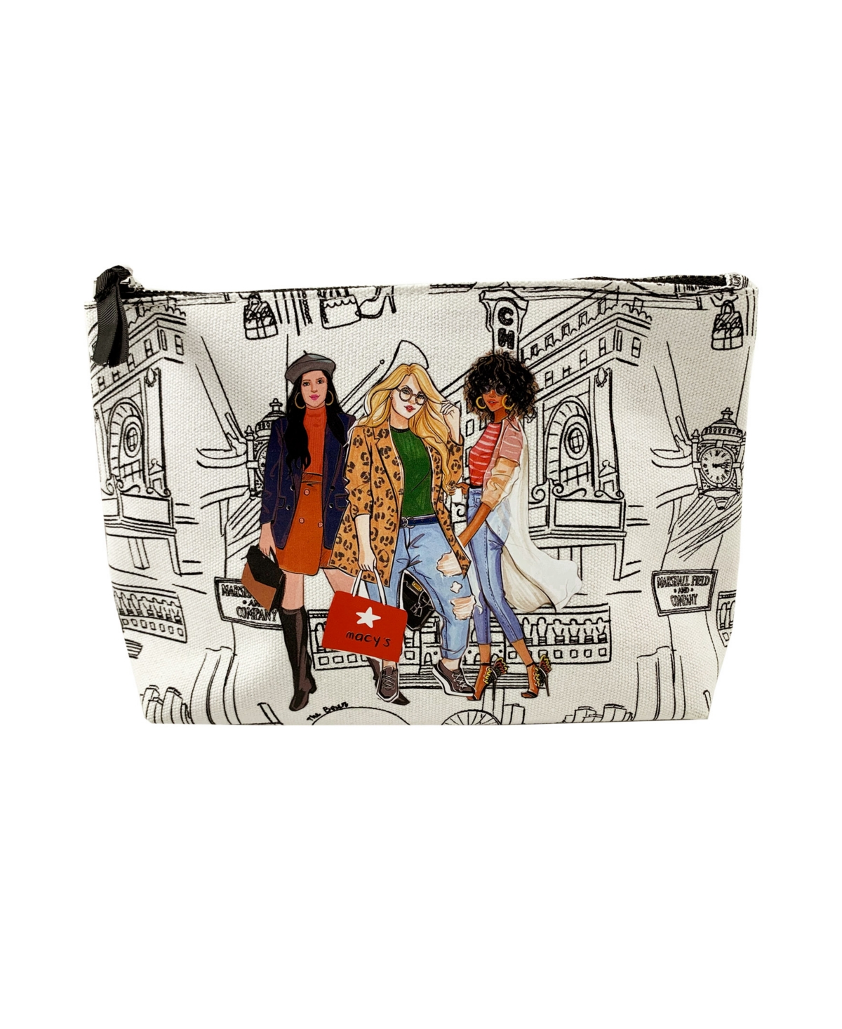Shop Macy's Chicago Cosmetic Bag, Created For  In Natural Canvas