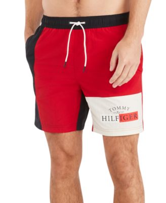 Tommy Hilfiger - Men's Regular-Fit Colorblocked Logo-Print 7" Swim Trunks