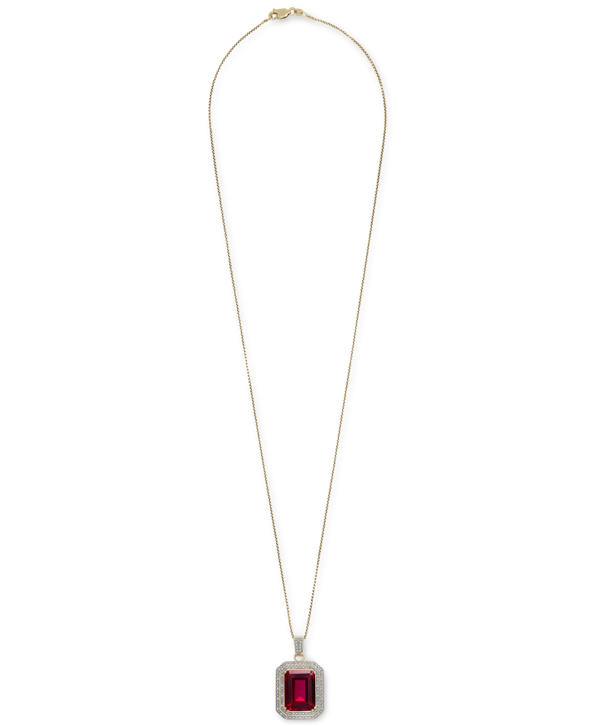 Lab Grown(16-5/8 ct. t.w.) & Diamond (1/4 ct. t.w.) Rectangular Pendant Necklace in 14k Gold-Plated Sterling Silver, 22