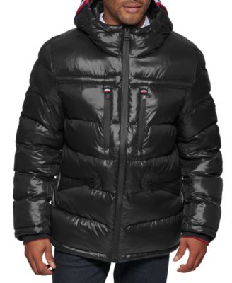 Men's Fashion Shine Quilted Hooded Puffer Jacket 
