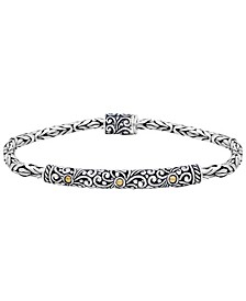 Bali Filigree with Woven Byzantine Round Chain Bracelet in Sterling Silver and 18K Gold