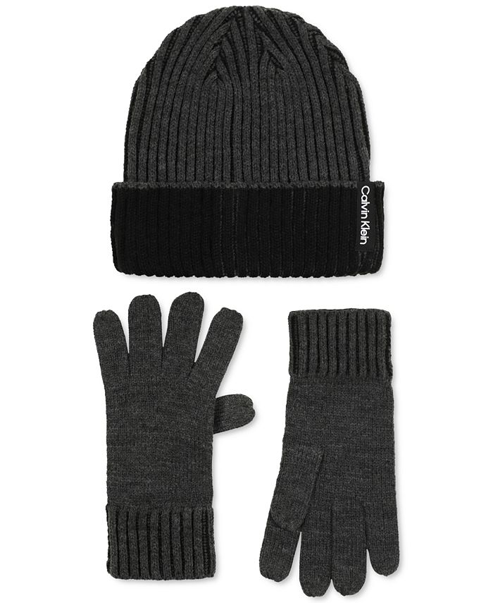 Calvin Klein Men's Double-Wide Ribbed Fisherman's Hat & Gloves Set &  Reviews - Hats, Gloves & Scarves - Men - Macy's