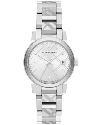 burberry check stamped bracelet watch 34mm