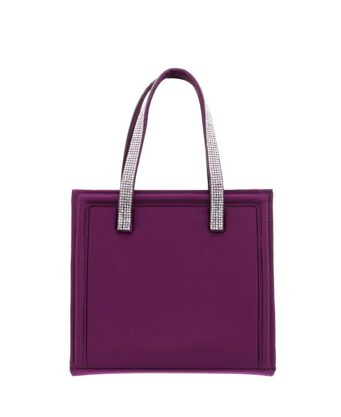 Nina Women's Chevron Quilted Satchel with Crystal Trim Handbag Macy's