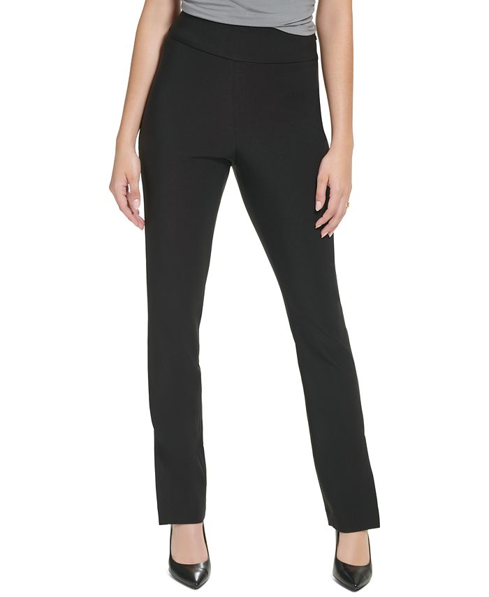 Calvin Klein Women's X-Fit Ankle Slit Pull On Pants - Macy's