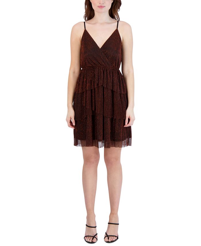 BCBGeneration Women's MetallicThreaded Tiered Dress Macy's