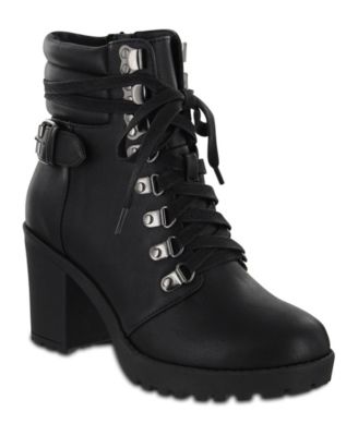 Women's Annamaria Block Heel Lug Sole Biker Boots