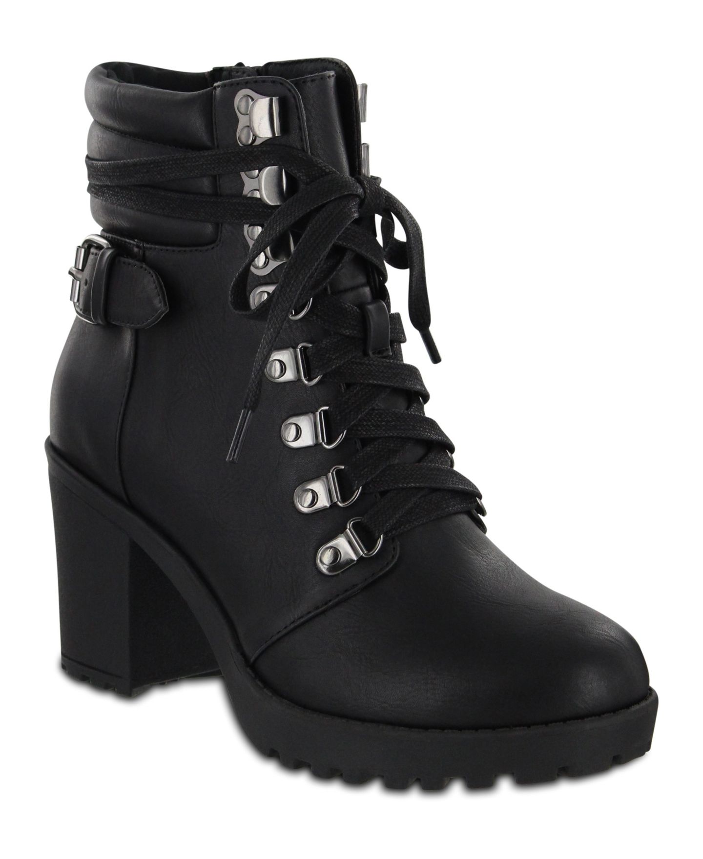 Женские ботинки MIA Annamaria Block Heel Lug Sole Biker, цвет: Чёрный — фото 7