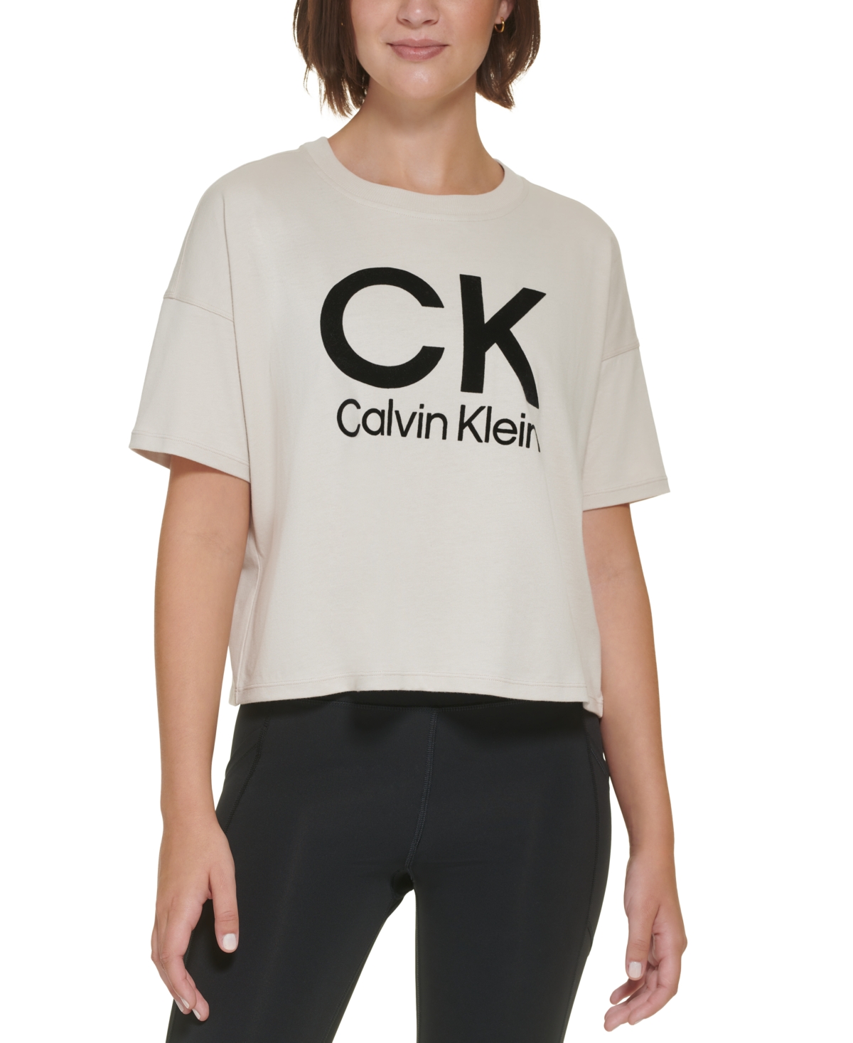 Klein Performance Women's Flocking Logo-Print Cotton T-Shirt | Smart