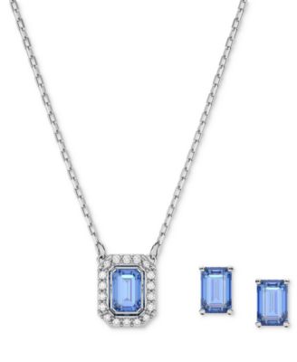 Swarovski Crystals Blue fashion with Silver Earring set