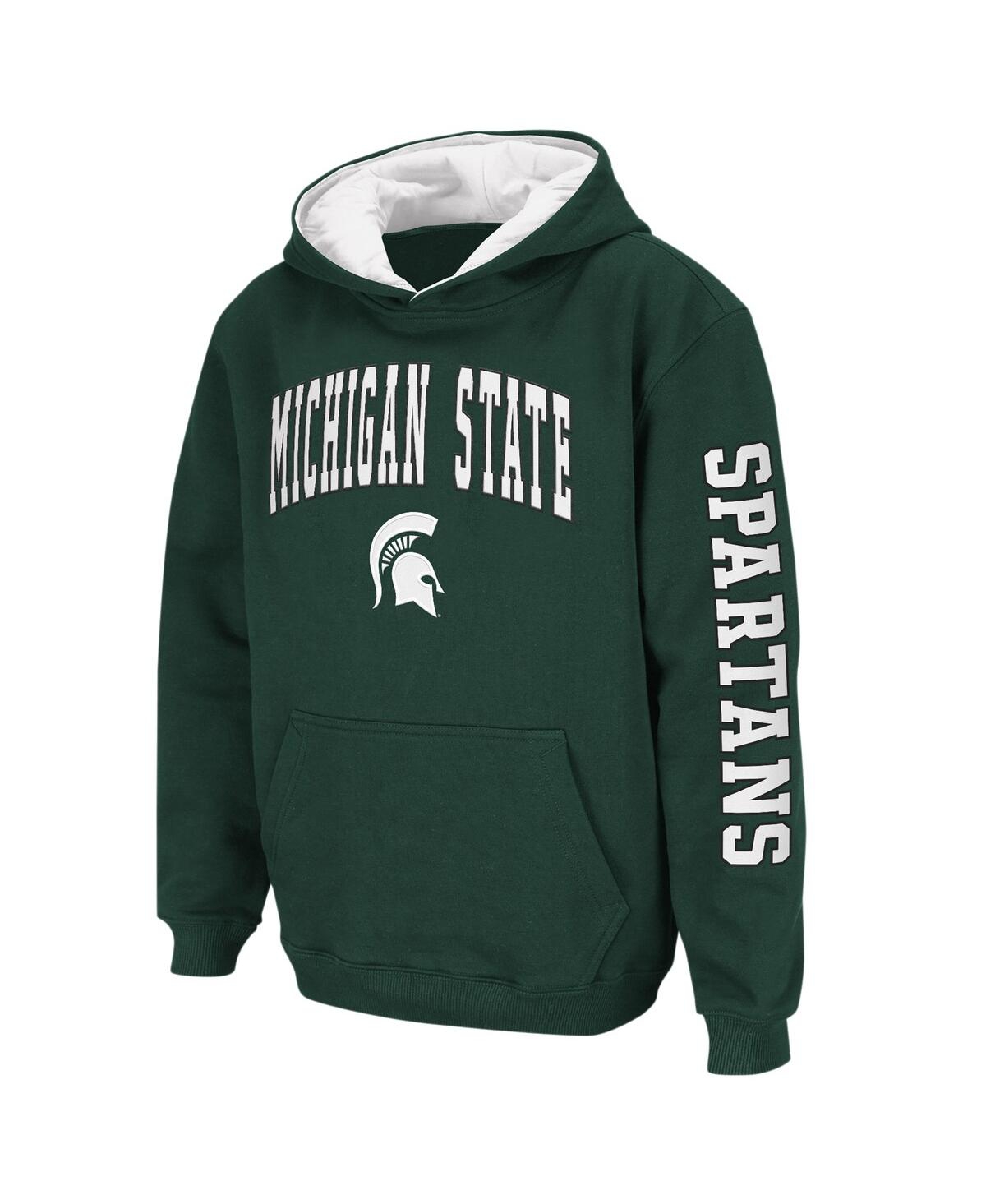 Shop Colosseum Big Boys  Green Michigan State Spartans 2-hit Team Pullover Hoodie