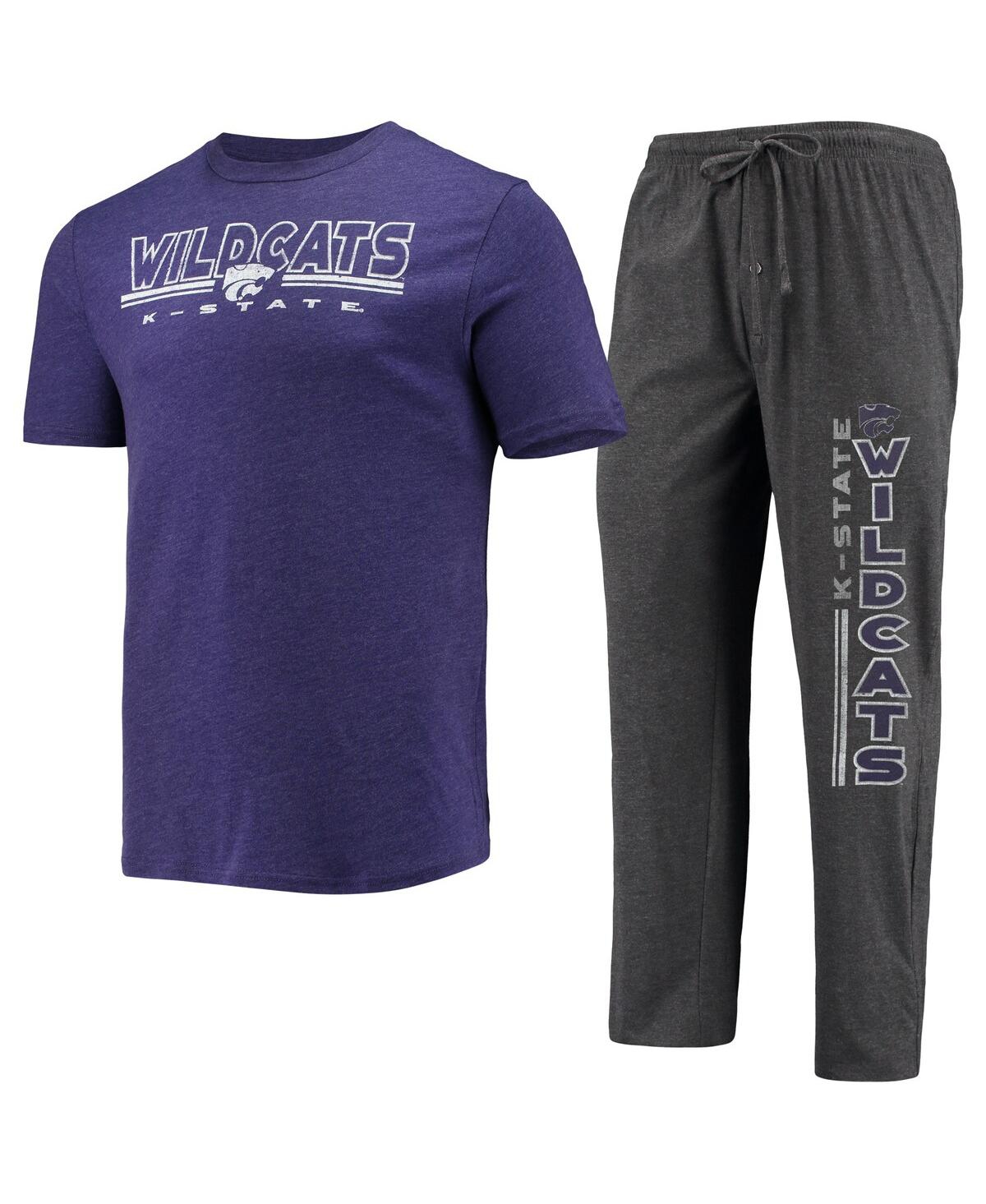 Concepts Sport Heathered Charcoal/purple Northwestern Wildcats Meter T-shirt & Pants Sleep Set In Multi