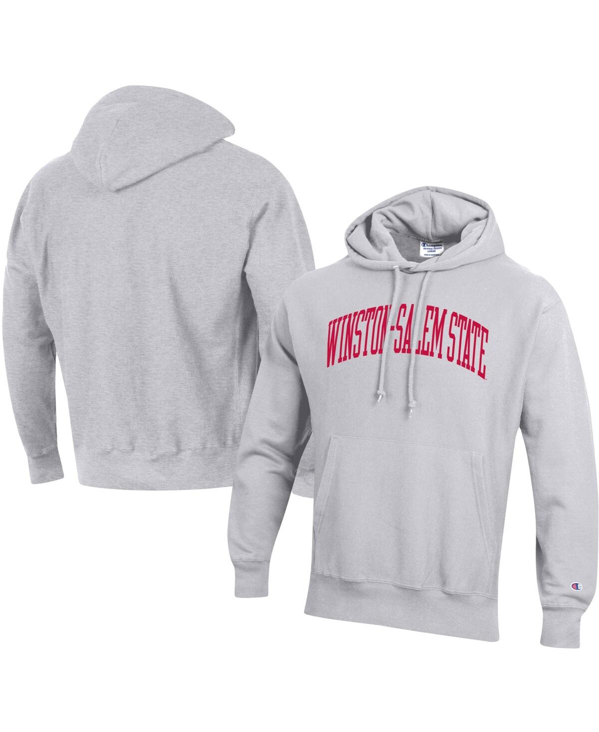 CHAMPION MEN'S CHAMPION GRAY WINSTON-SALEM STATE RAMS TALL ARCH PULLOVER HOODIE
