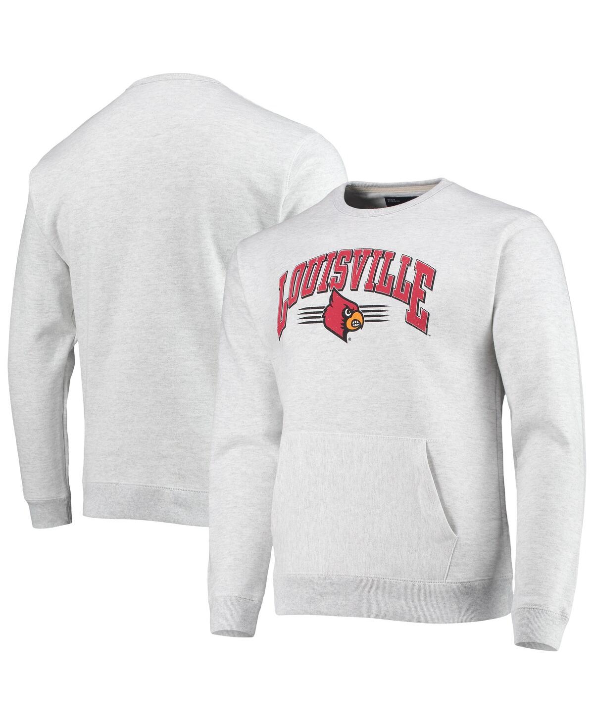Shop League Collegiate Wear Men's  Heathered Gray Louisville Cardinals Upperclassman Pocket Pullover Sweat