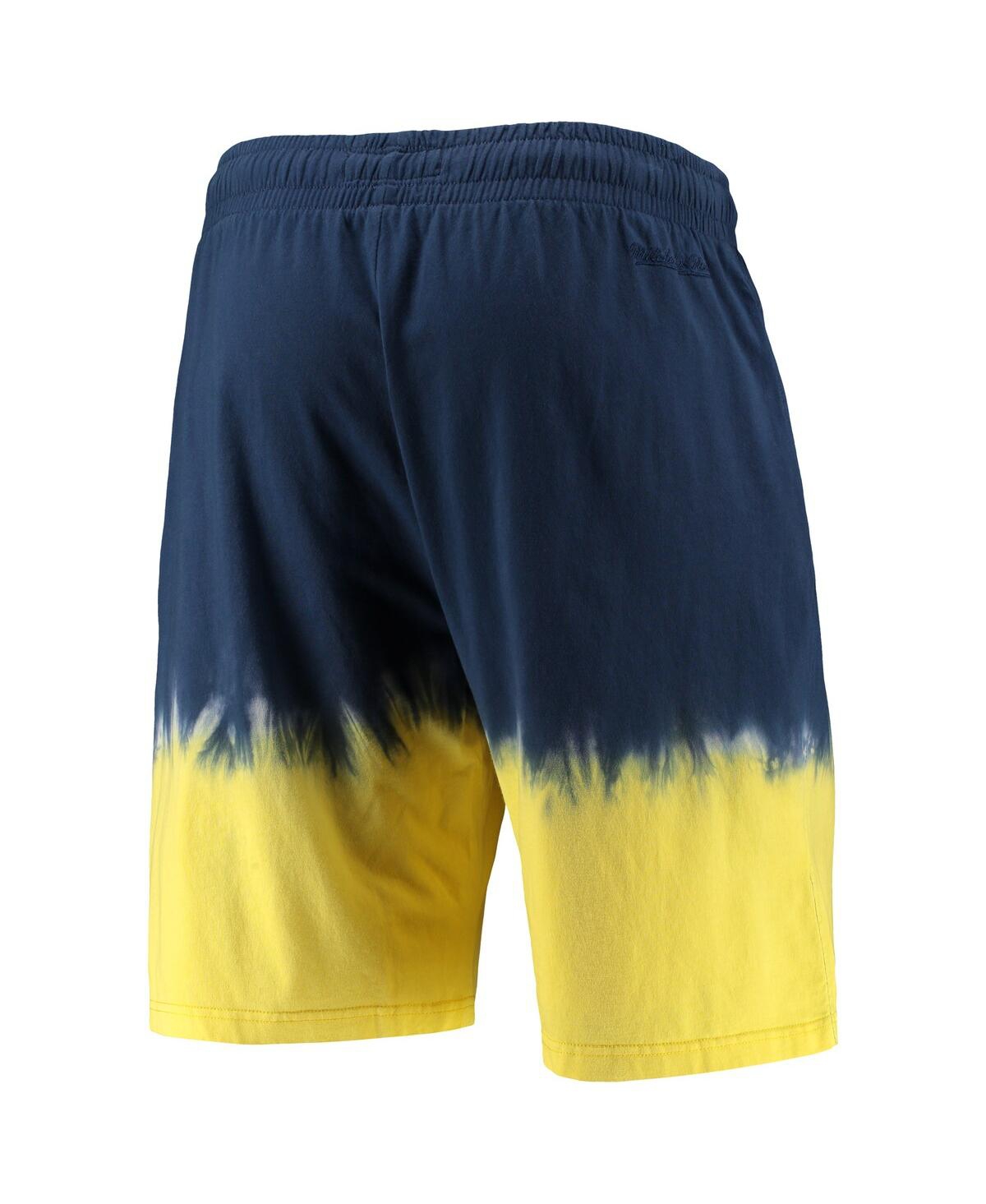 Mitchell & Ness Men's  Navy, Gold Michigan Wolverines Tie-dye Shorts In Navy,gold