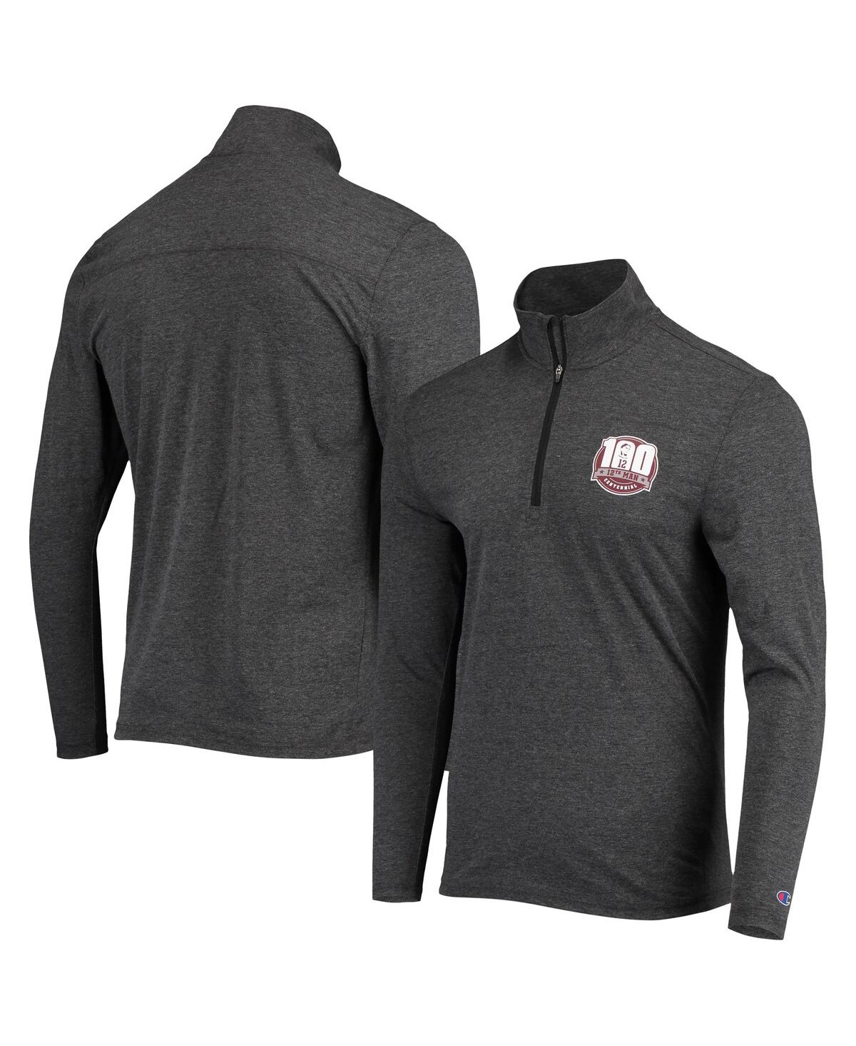 Shop Champion Men's  Heathered Black Texas A&m Aggies 12th Man Centennial Field Day Quarter-zip Jacket