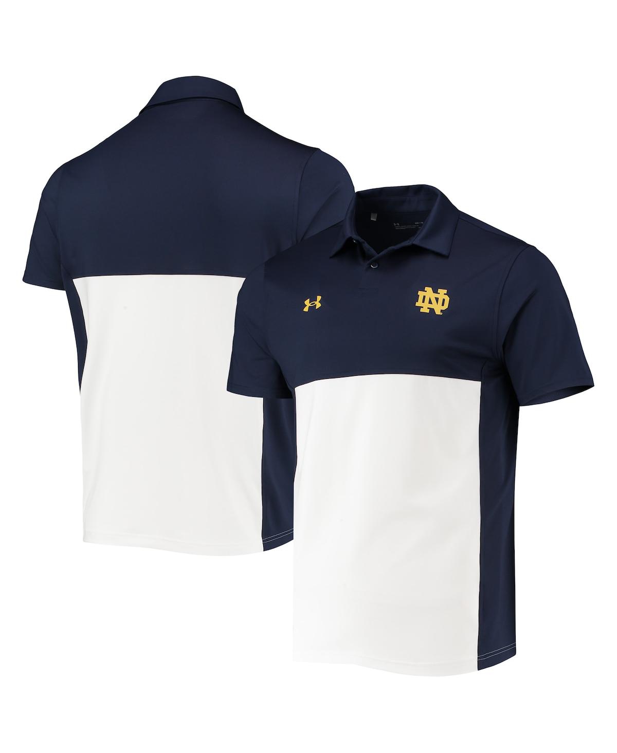 Under Armour Men's  Navy, White Notre Dame Fighting Irish 2022 Blocked Coaches Performance Polo Shirt In Navy,white