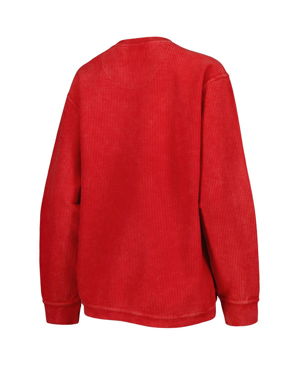 Shop Pressbox Women's  Red Cincinnati Bearcats Comfy Cord Vintage-like Wash Basic Arch Pullover Sweatshirt