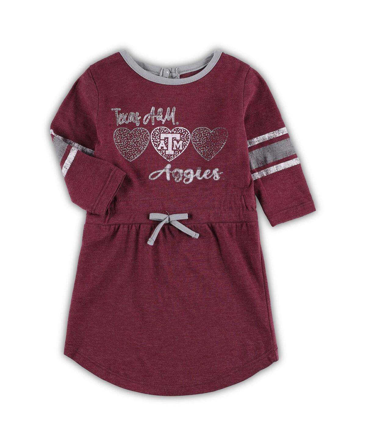Shop Colosseum Toddler Girls  Heathered Maroon Texas A&m Aggies Poppin Sleeve Stripe Dress