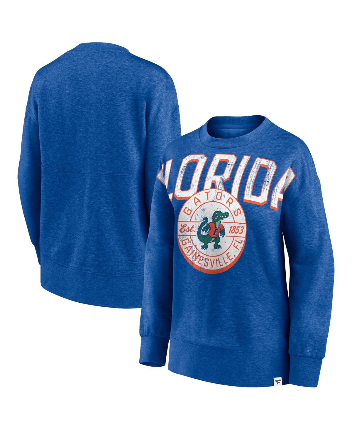 Fanatics Branded Heathered Royal Florida Gators Jump Distribution Pullover Sweatshirt In Heathered Royal