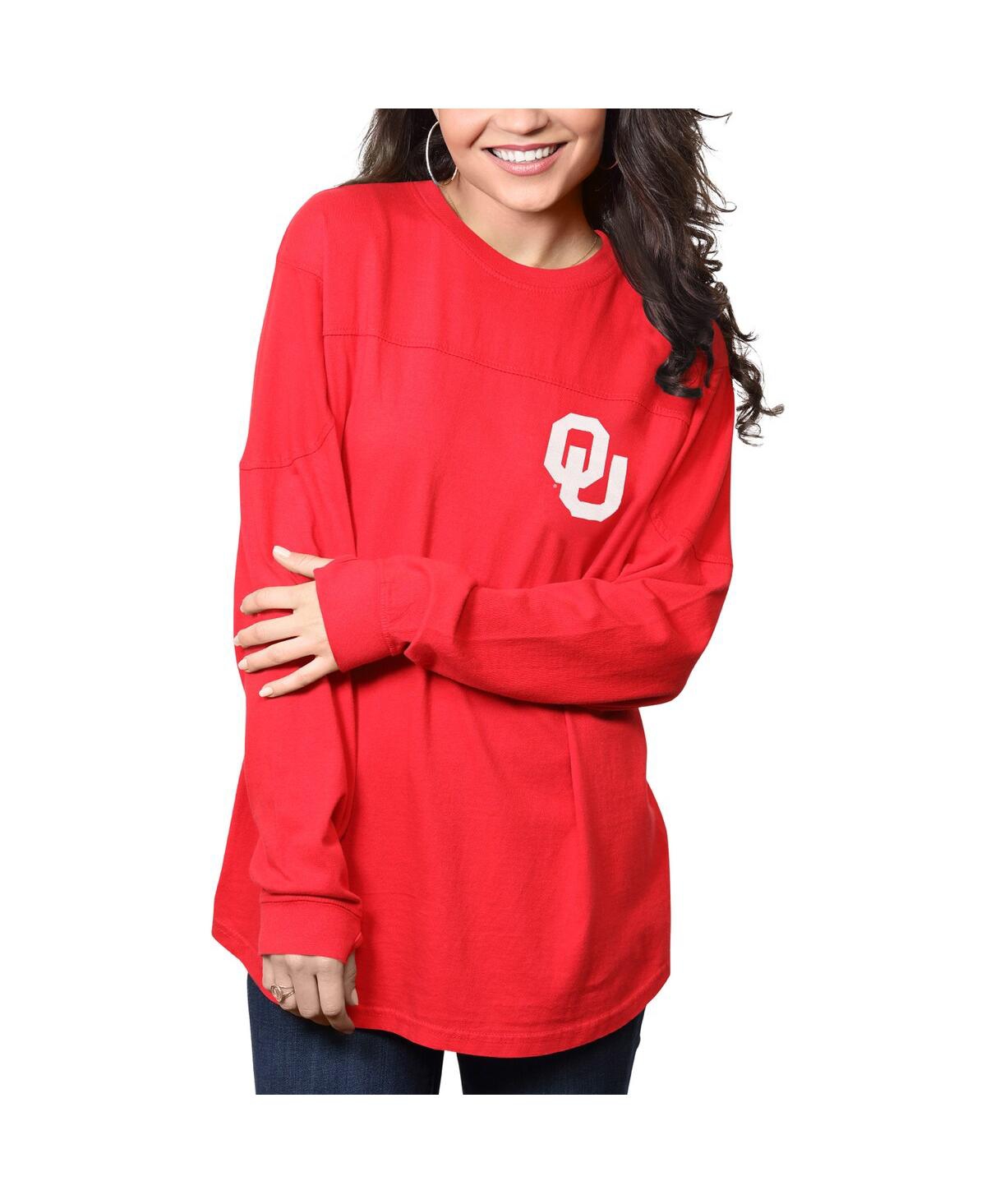 Shop Pressbox Women's  Crimson Oklahoma Sooners The Big Shirt Oversized Long Sleeve T-shirt