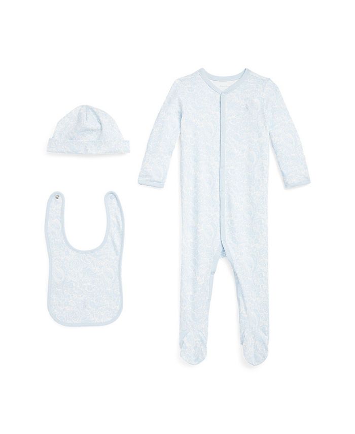 Polo Ralph Lauren Baby Boys Paisley Coverall, Bib and Beanie Hat, 3 ...