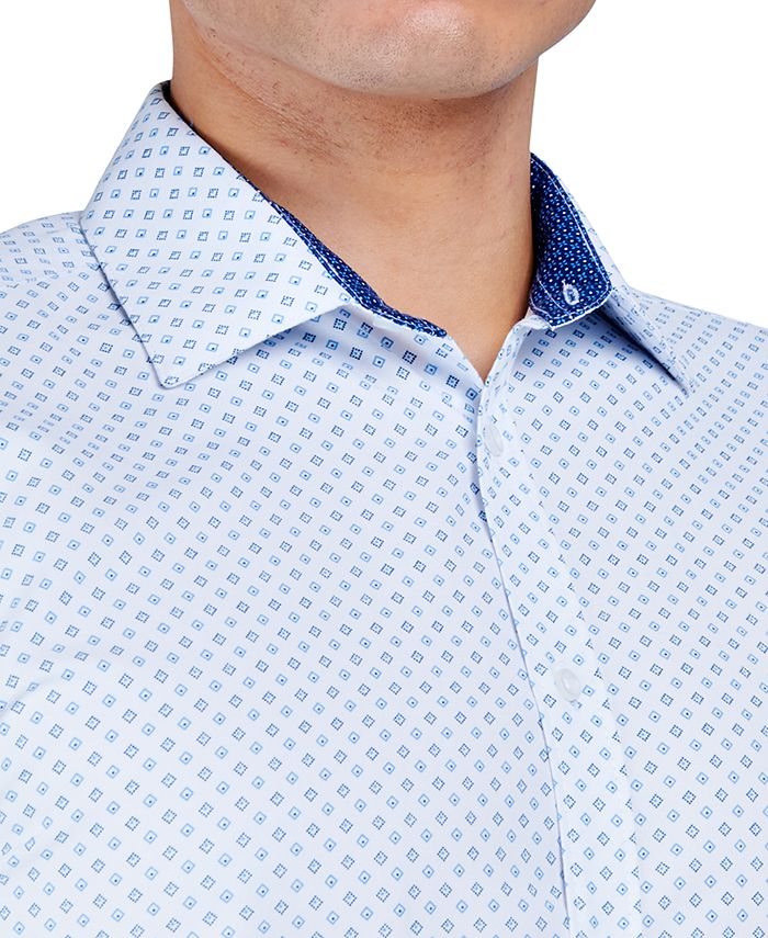 Calabrum Men's Regular Fit Geo Print Wrinkle Free Performance Dress