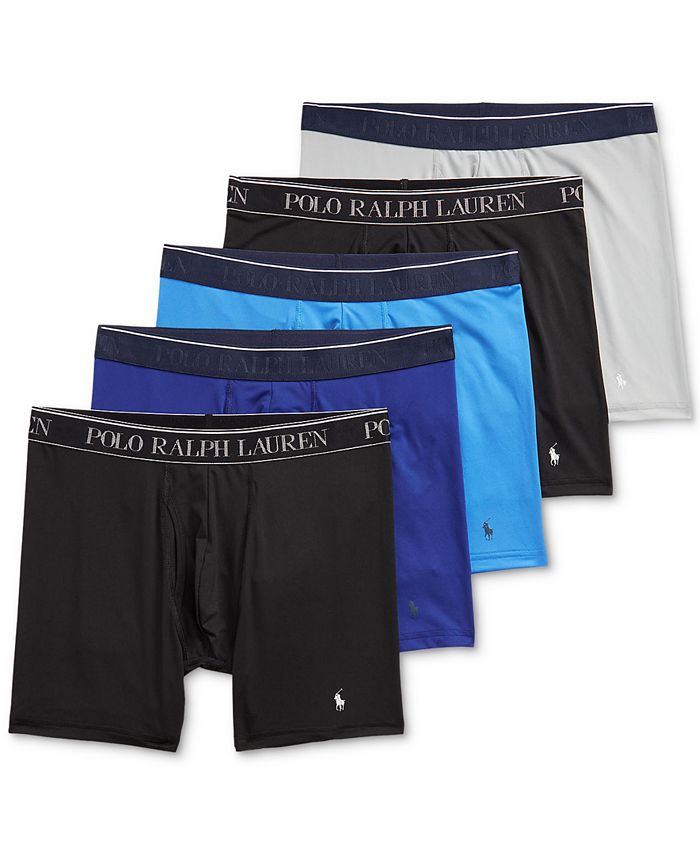 Polo Ralph Lauren Men's 5-Pack Classic-Fit Performance Stretch Microfiber  Logo Woven Boxer Briefs - Macy's