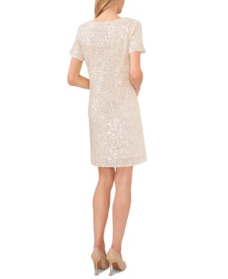 Women's Short Sleeve Scoop Neck Sequin Dress 