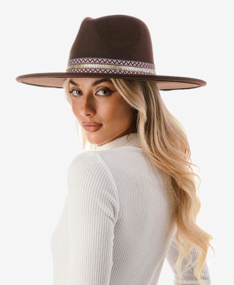 Women's Metallic Trim Wool Blend Panama Hat