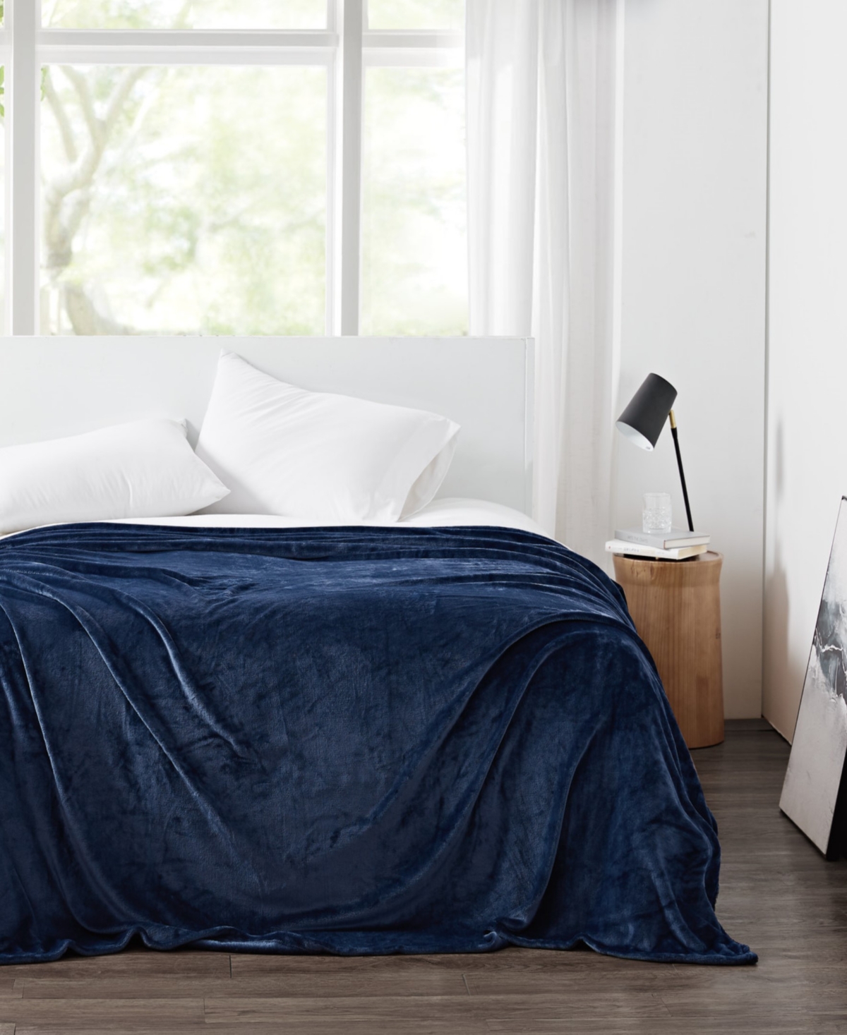 Cannon Solid Plush Blanket, Twin/twin Xl In Dark Blue