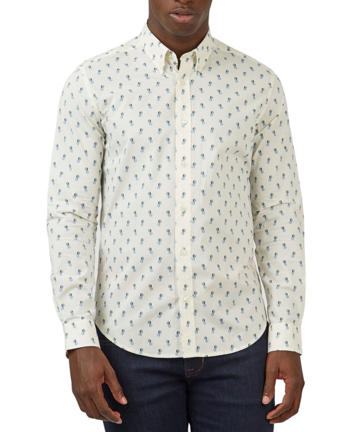 Men's Regular-Fit Spot-Print Shirt - Ivory