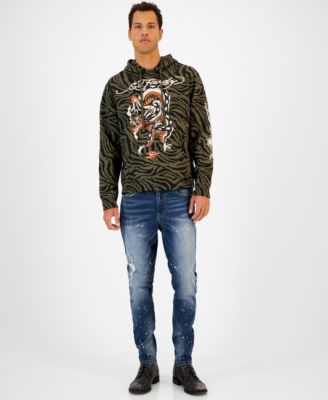 Ed Hardy - Men's Relaxed-Fit Dragon Camo Zebra Graphic Pullover Hoodie