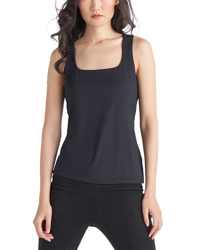 Bar III Women's Beaded Sleeveless Square Neck Tank Top Black Size XX-Large