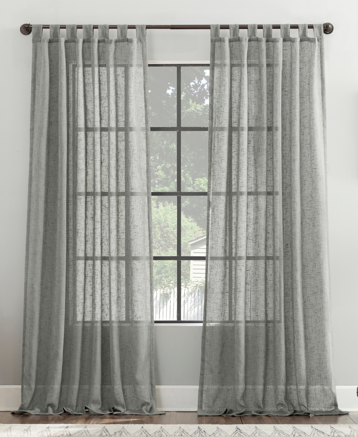 Archaeo Tansy Burlap Weave Tab Top Curtain Panel, 50"x 96" In Sterling