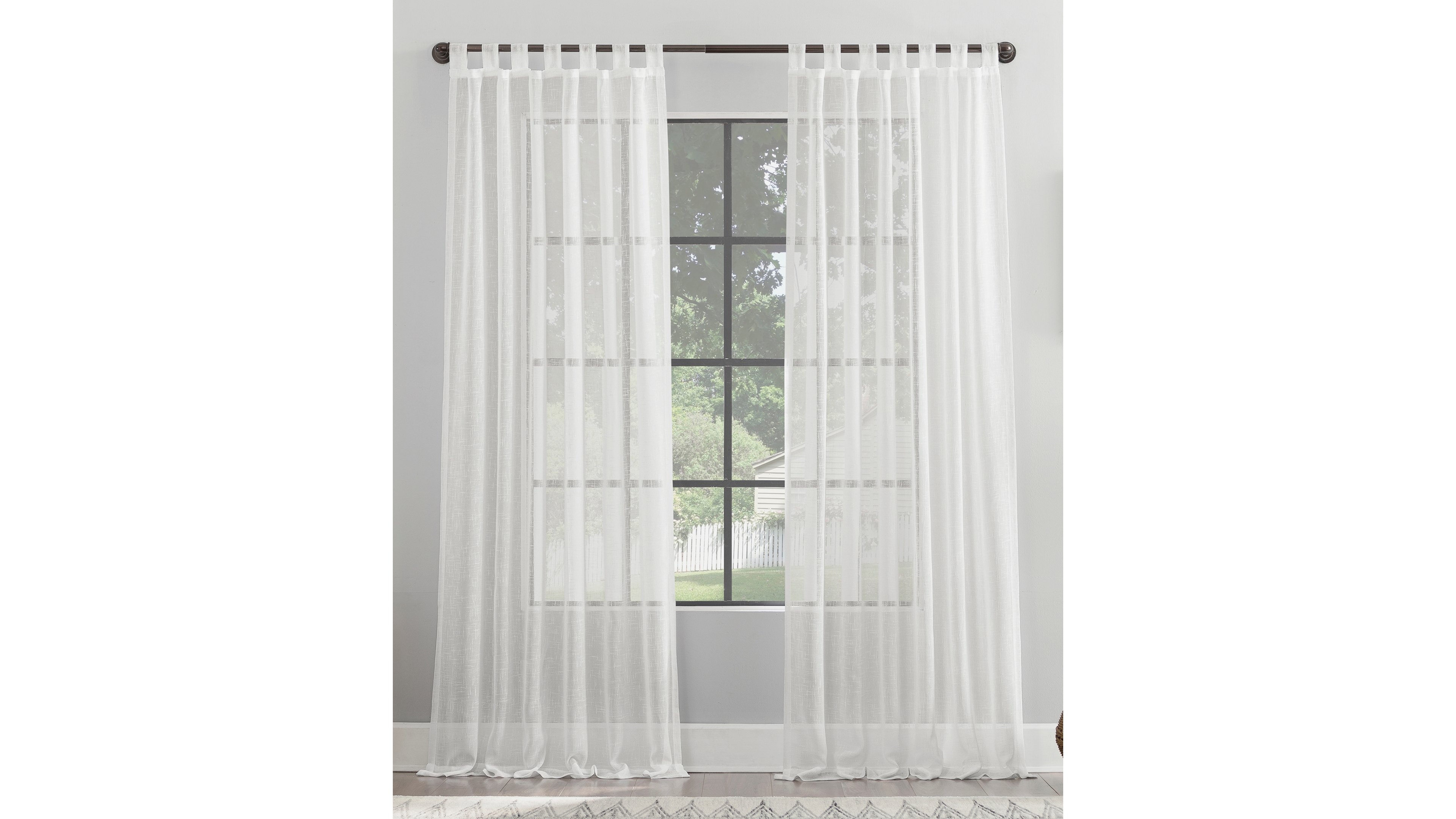 Burlap Weave Linen Blend Tab Top Curtain