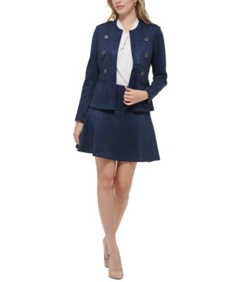 Tommy Hilfiger Womens Faux Suede Blazer Fit Flare Skirt