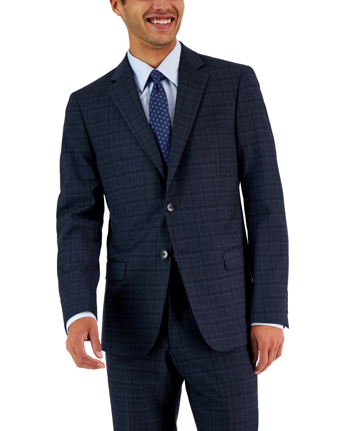 Ax Armani Exchange Men's Wool Suit Separate Jacket In Blue Textured ...