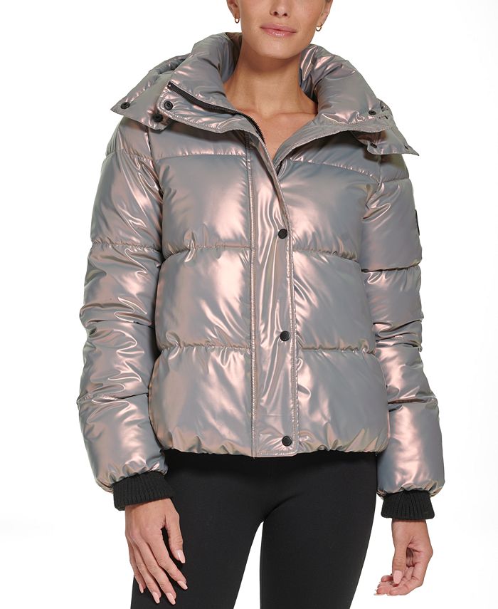 DKNY Women's Removable-Hood Metallic Puffer Jacket - Macy's