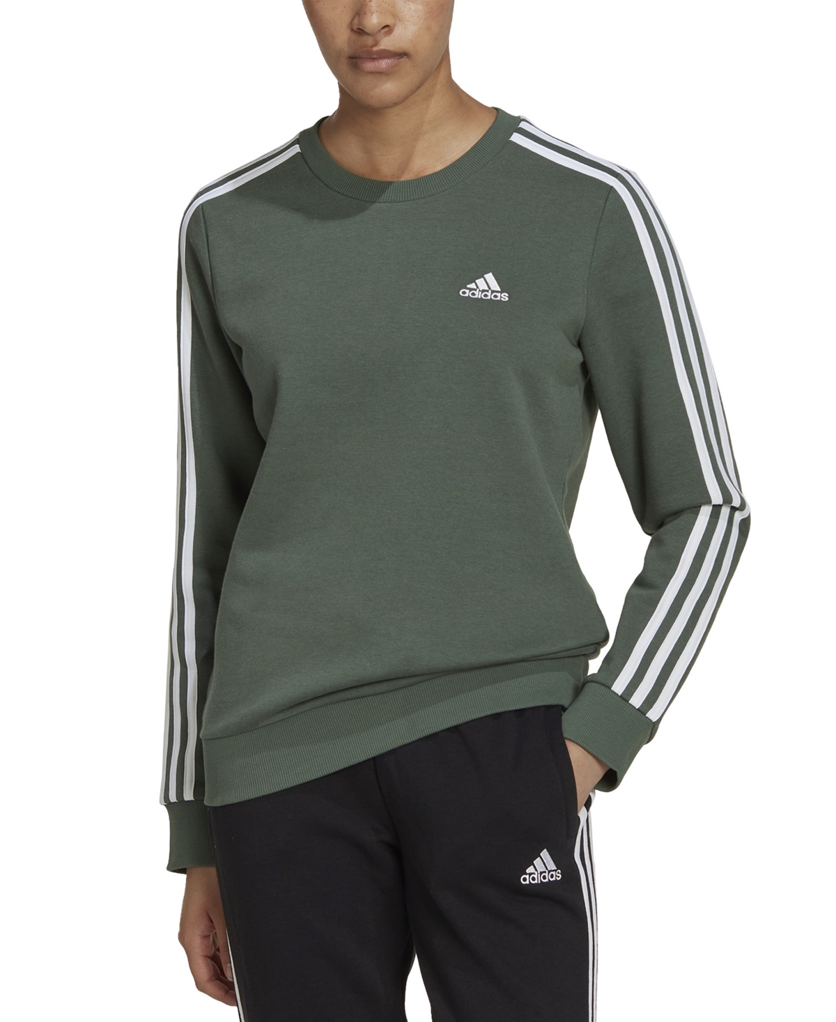 lomme sværge Excel adidas Women's 3-Stripe Cotton Fleece Crewneck Sweatshirt | Smart Closet