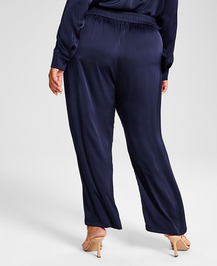 And Now This Trendy Plus Size Satin WideLeg Pants & Reviews Pants & Capris Plus Sizes Macy's
